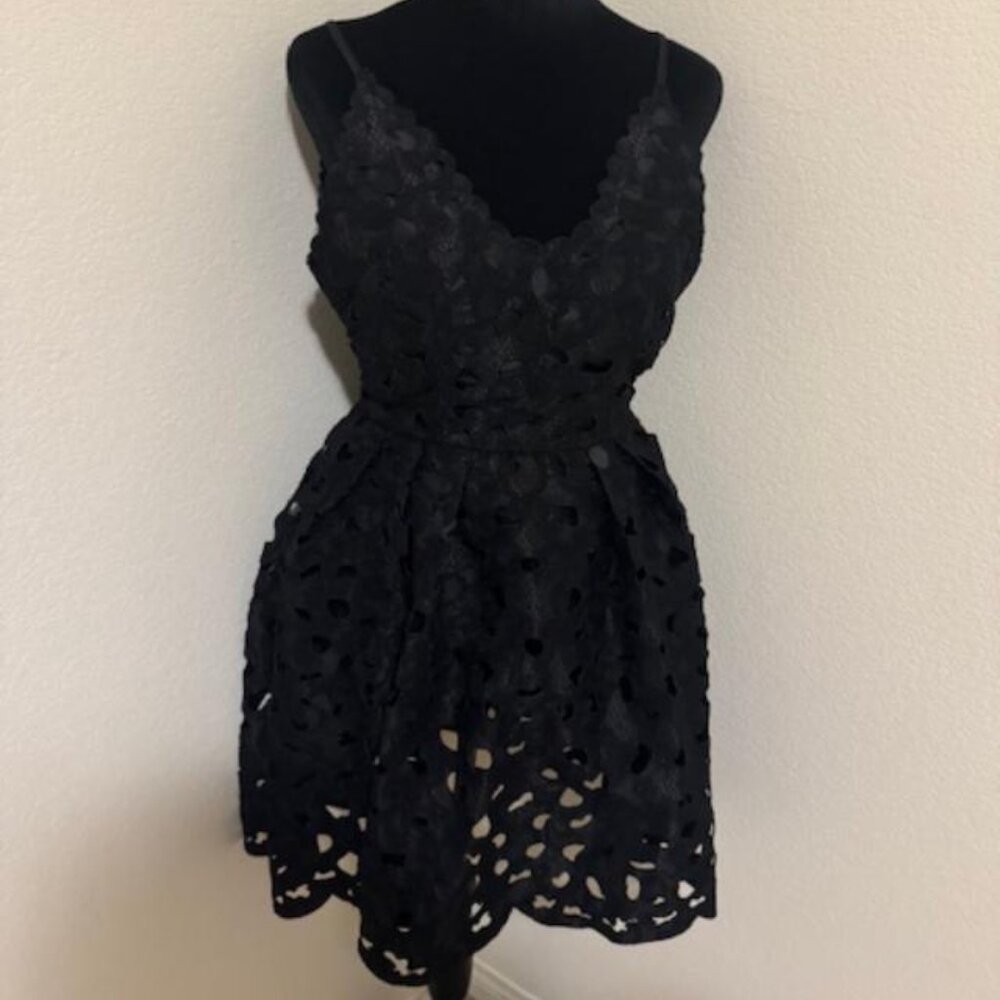 ANGEL (ANGL)  Black Lace Cutout Fit & Flare Dress – Size 2 | Christmas Party
